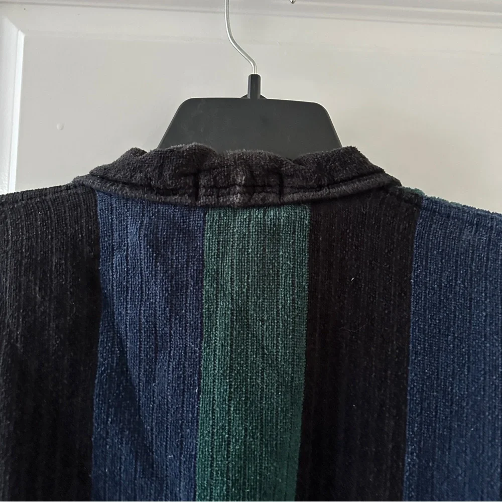 Vintage 80s/90s Claybrooke Green Blue Thick Terrycloth Robe Unisex One Size Bath - Picture 9 of 16